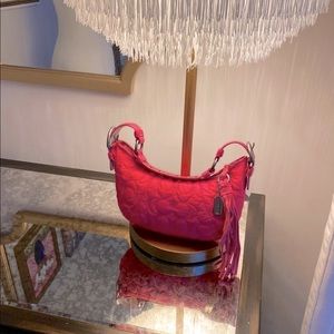 SOLD!!    Vintage COACH Dark Pink Quilted C Small Hobo Bag